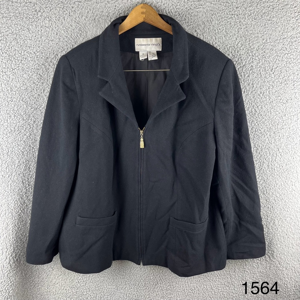 Fundamental‎ Things Women’s Size 16 Black Vintage Wool Zip-up Blazer Jacket